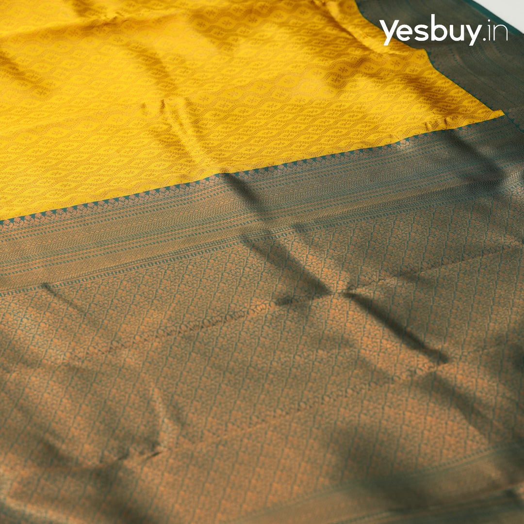 Semi Silk Saree Trending Yellow Green Combination